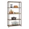5-Shelf Wicker Storage Rack Bronze Steel Frame Adjustable Shelving Unit for Home Decor